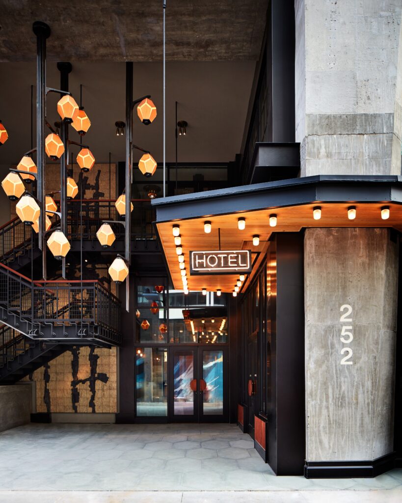 Entrance of Ace Hotel Brooklyn, a top choice for visitors seeking centralized access to the trendiest restaurants in NYC.