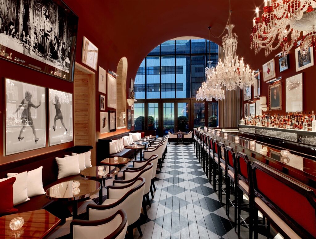 Classy dining and bar at the Baccarat Hotel New York